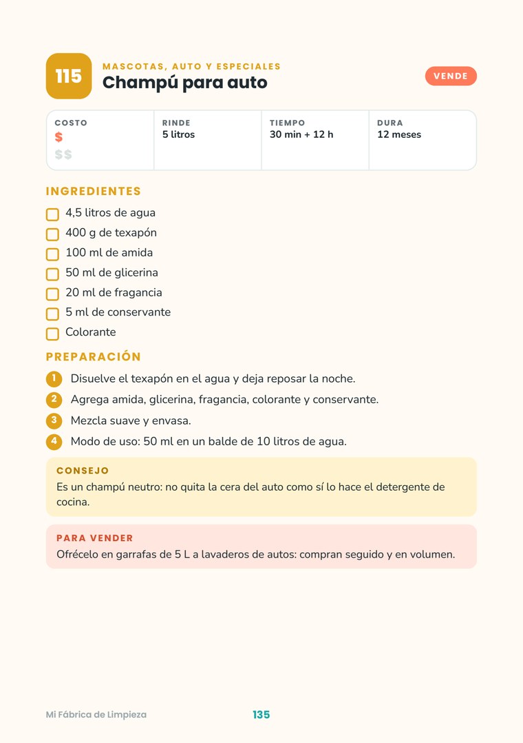 Receta 115: champú para auto